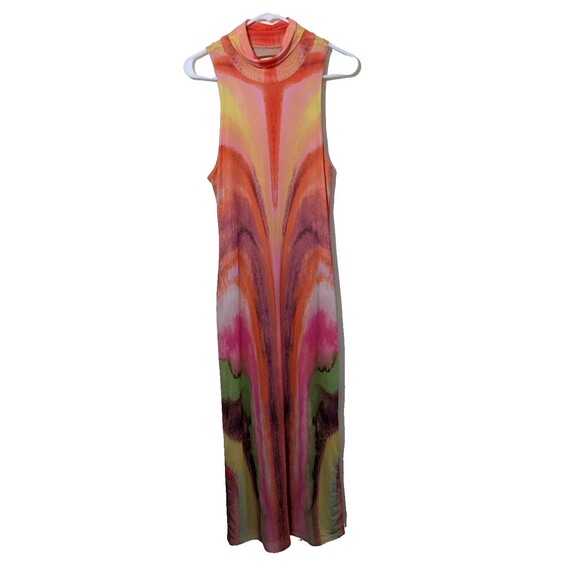 AFRM Dresses & Skirts - AFRM Serenity Mesh Midi Dress High Neck Psychedelic Size Medium